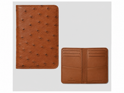 Porta carte Organizer tascabile in vera pelle di Struzzo Personalizzabile - 10 tasche - Verde Bosco