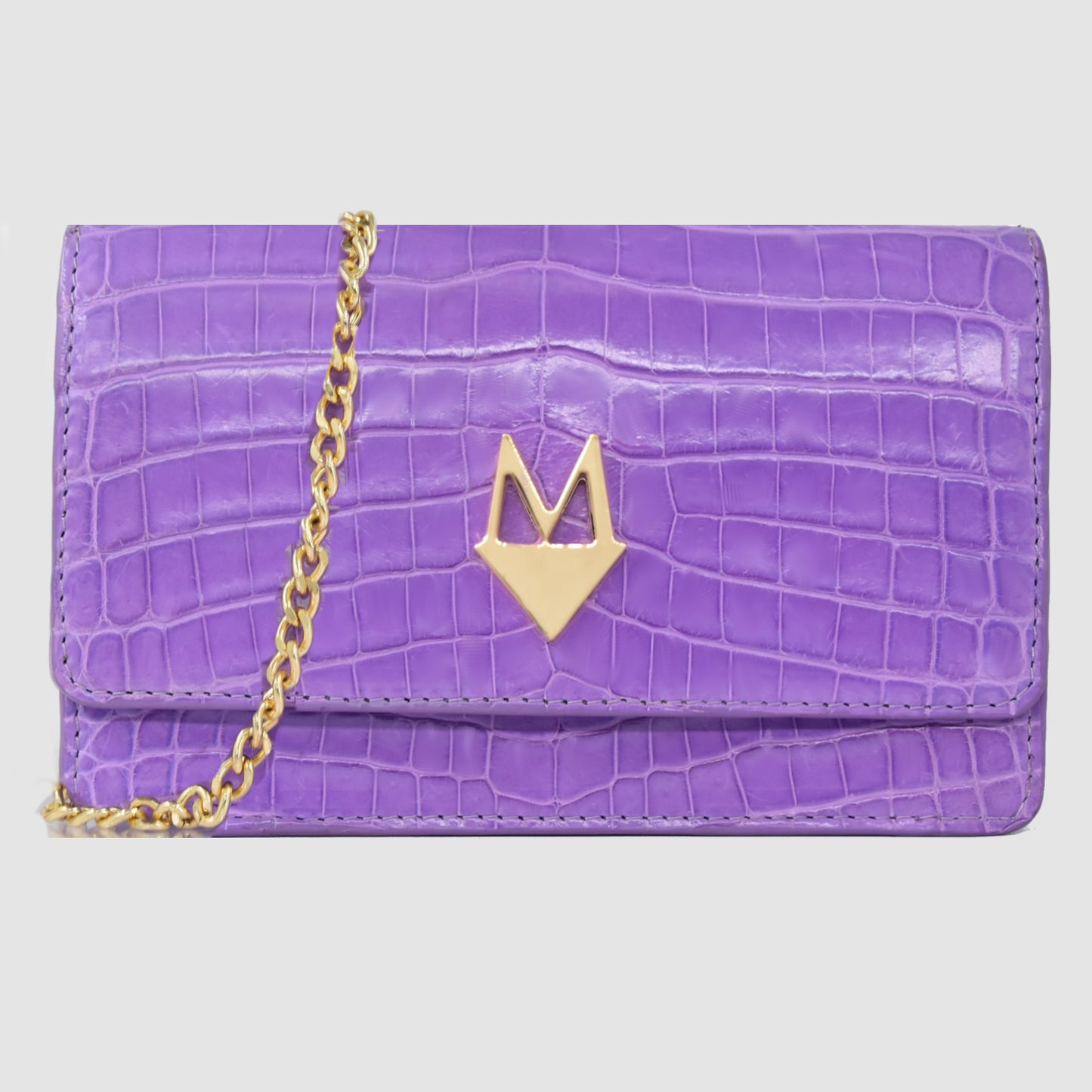 Pochette "Divina" Borsa in vera pelle di Coccodrillo Lilla