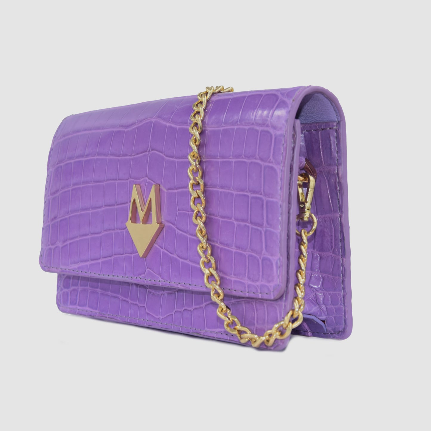 Pochette "Divina" Borsa in vera pelle di Coccodrillo Lilla