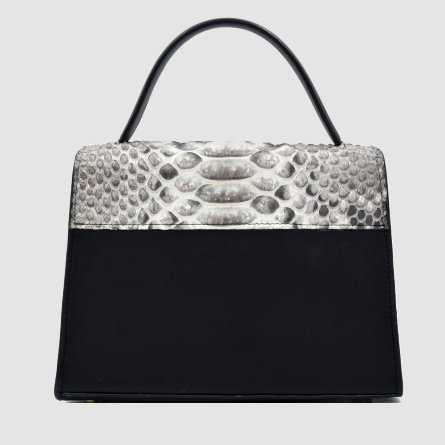 Pochette Borsa da Donna in vera pelle di Pitone Bianco e Nero