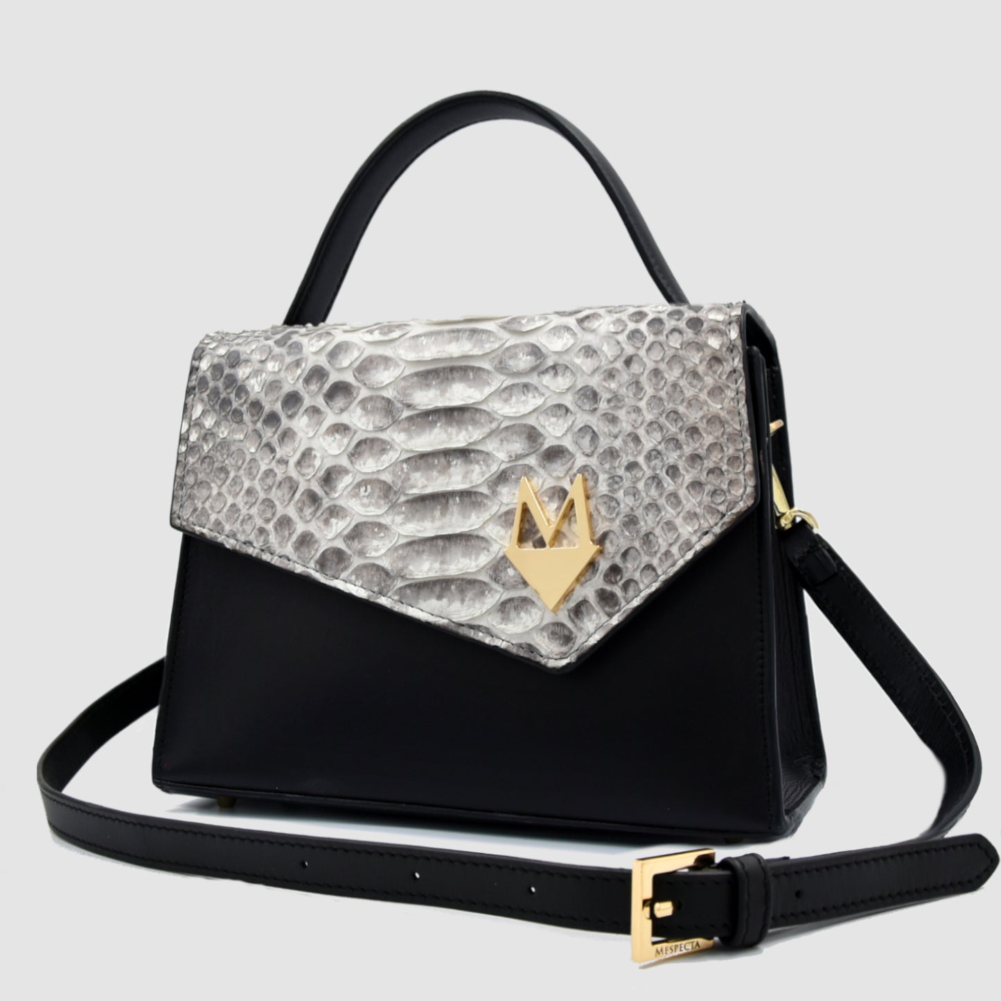 Pochette Borsa da Donna in vera pelle di Pitone Bianco e Nero