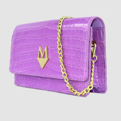 Pochette "Divina" Borsa in vera pelle di Coccodrillo Lilla