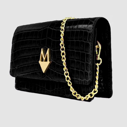 "Divina" Clutch Bag in Genuine Crocodile Leather in Purple