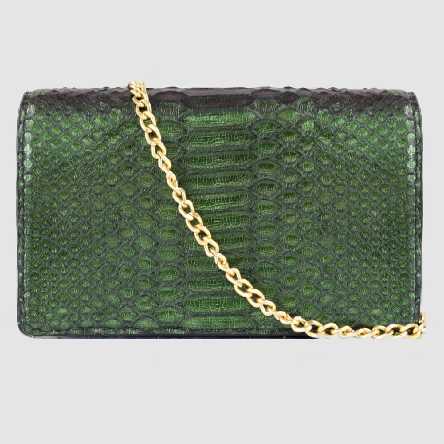 Vera pelle di Pitone Iridescente Borsa Logo Pochette – MESPECTA Italia