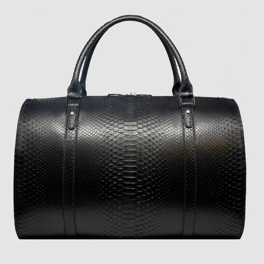 Borsone Uomo da Viaggio interamente in vera pelle di Pitone Nero