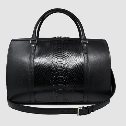 Borsone Uomo da Viaggio interamente in vera pelle di Pitone Nero