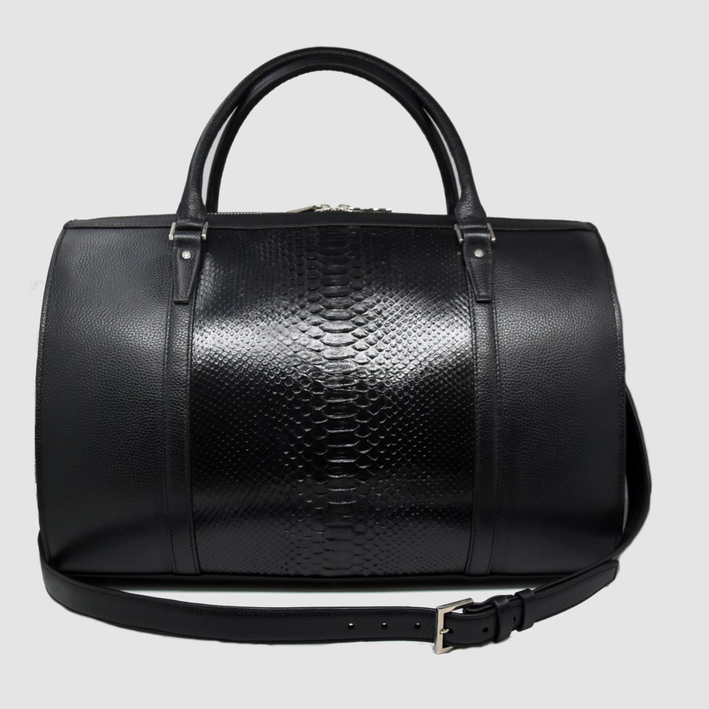 Borsone Uomo da Viaggio in vera pelle di Pitone Nero