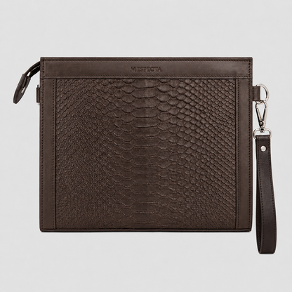 Pochette clutch borsello Uomo in vera pelle di Pitone - Personalizzabile con iniziali