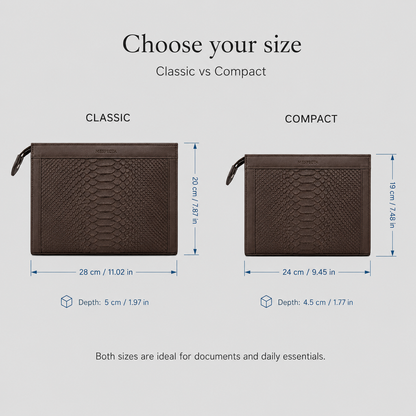 Pochette clutch borsello Uomo in vera pelle di Pitone - Personalizzabile con iniziali