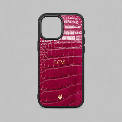 Cover in vera pelle di Alligatore iPhone MagSafe 18/17/16/15/14/13/12 Fucsia