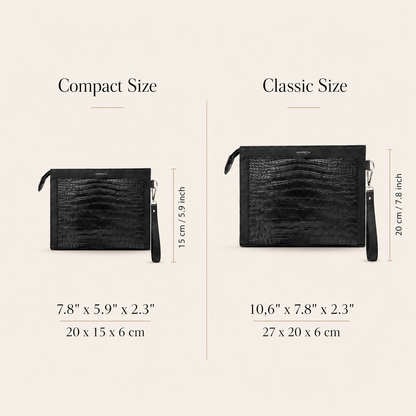 Man Purse Clutch bag in full genuine Black Crocodile skin