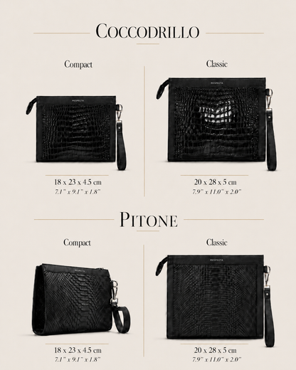 Man Purse Clutch bag in full genuine Black Crocodile skin