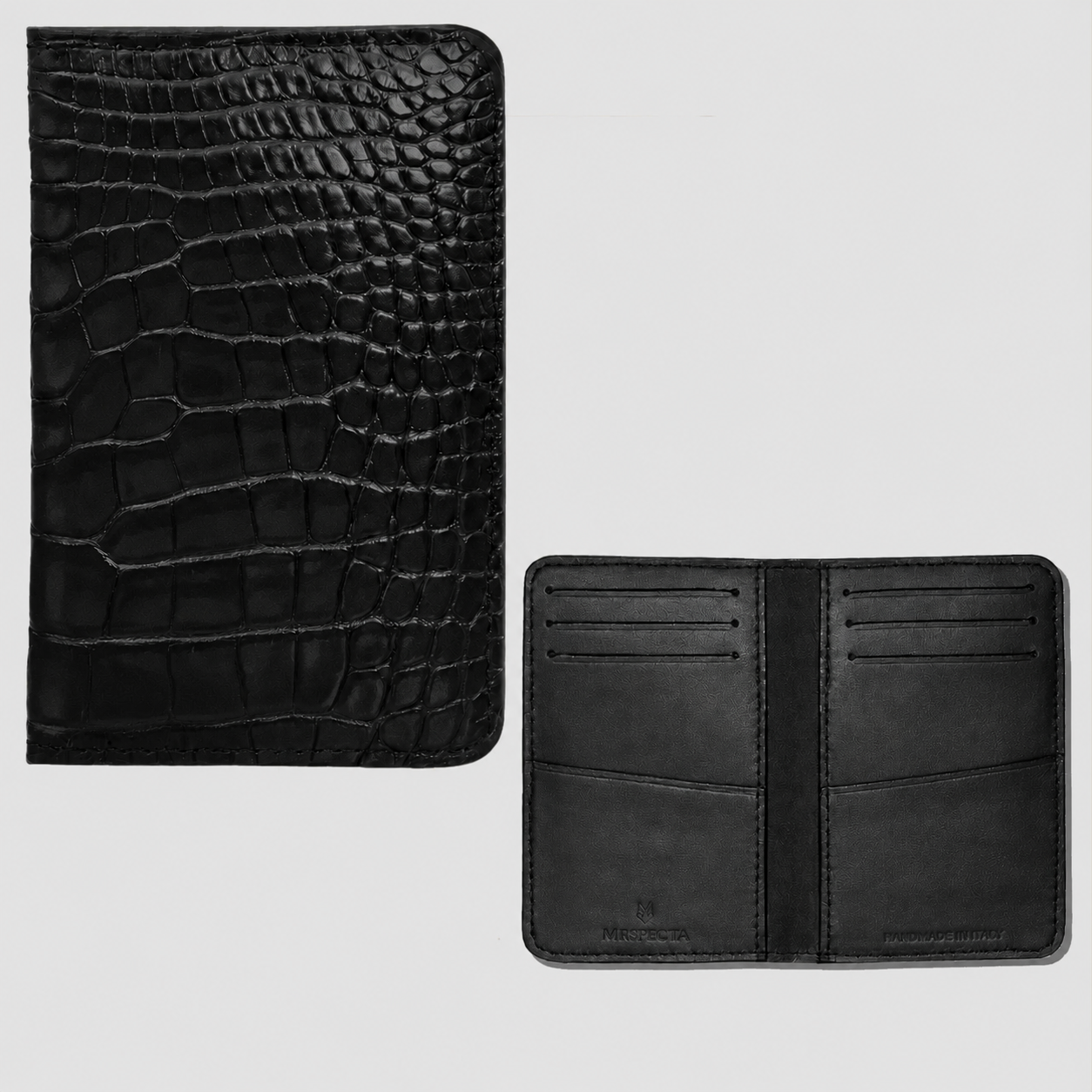 Porta carte Organizer tascabile in vera pelle di coccodrillo Personalizzabile - 10 tasche - Blu Navy