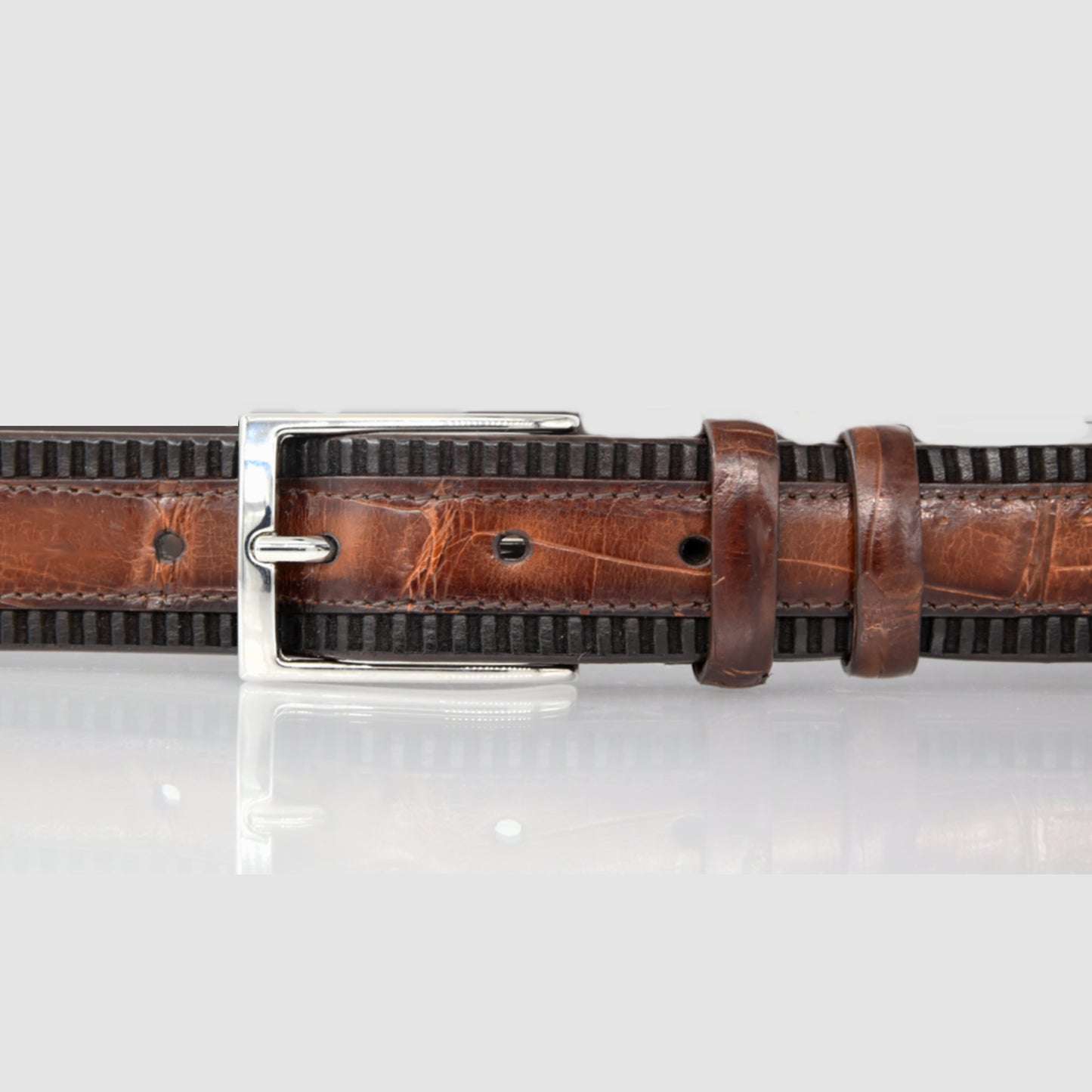 Cintura Uomo in vera pelle di Coccodrillo Marrone