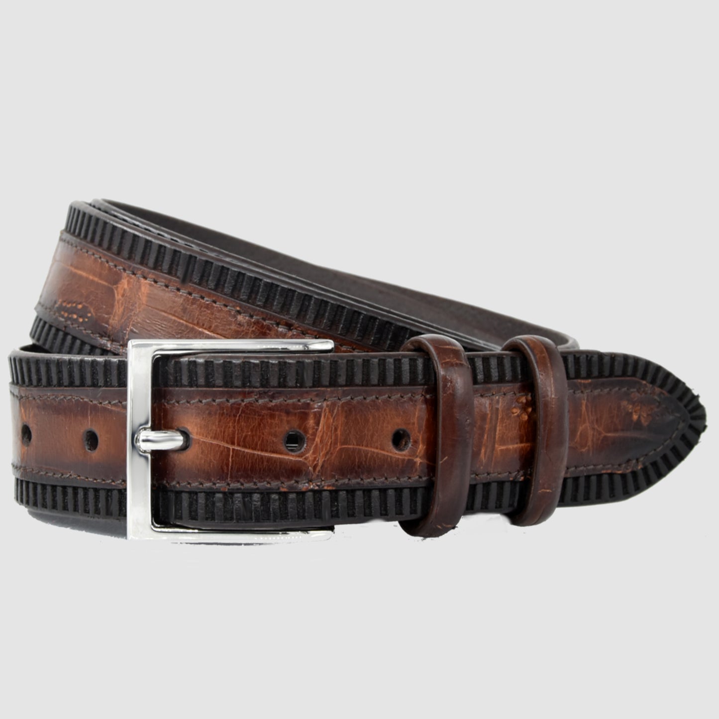 Cintura Uomo in vera pelle di Coccodrillo Marrone