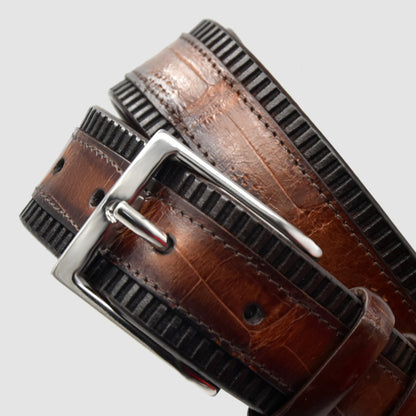 Cintura Uomo in vera pelle di Coccodrillo Marrone