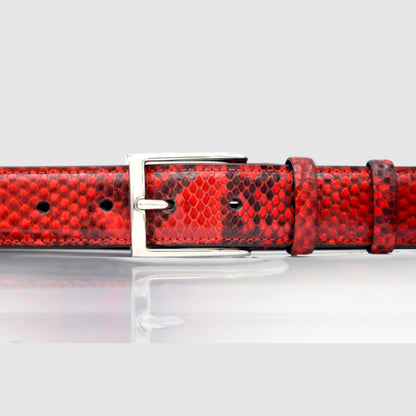 Belt in genuine Python skin color -Red
