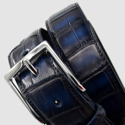 Cintura Uomo in vera pelle di Coccodrillo colorato a mano