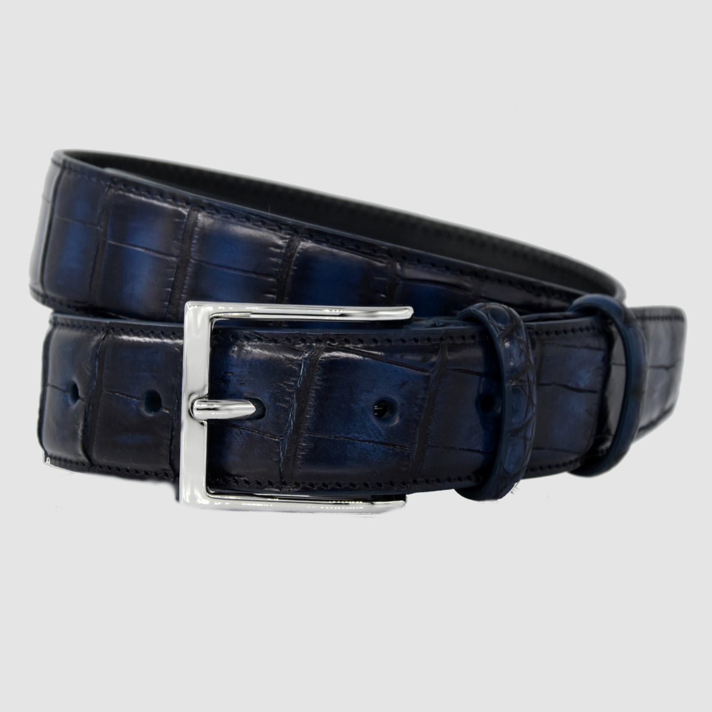 Cintura Uomo in vera pelle di Coccodrillo colorato a mano