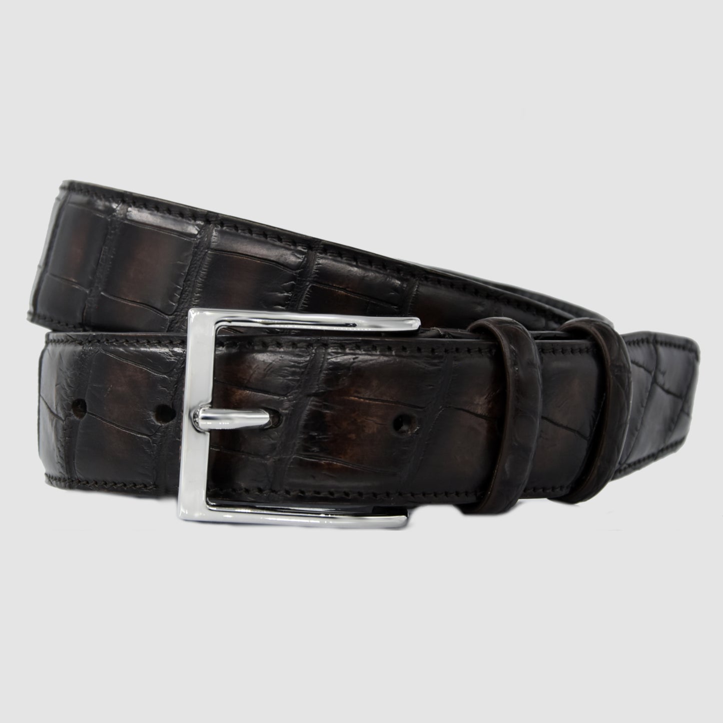 Cintura Uomo in vera pelle di Coccodrillo colorato a mano