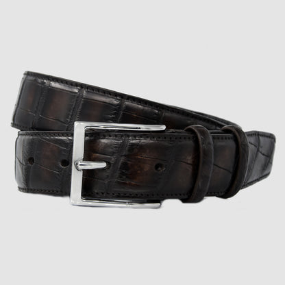 Cintura Uomo in vera pelle di Coccodrillo colorato a mano