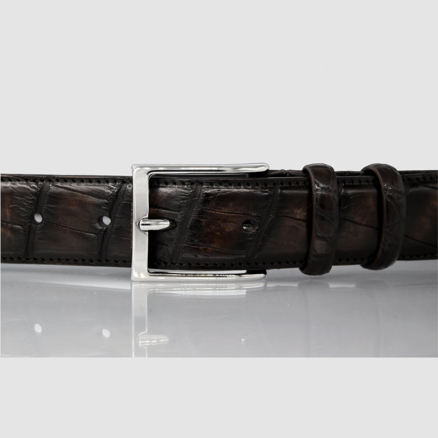 Cintura Uomo in vera pelle di Coccodrillo colorato a mano