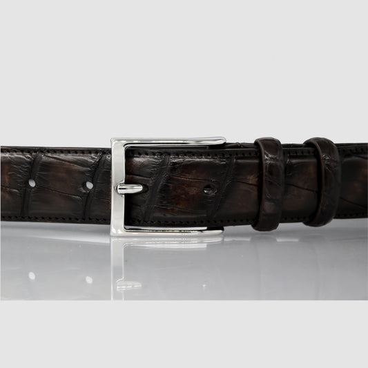 Cintura Uomo in vera pelle di Coccodrillo colorato a mano