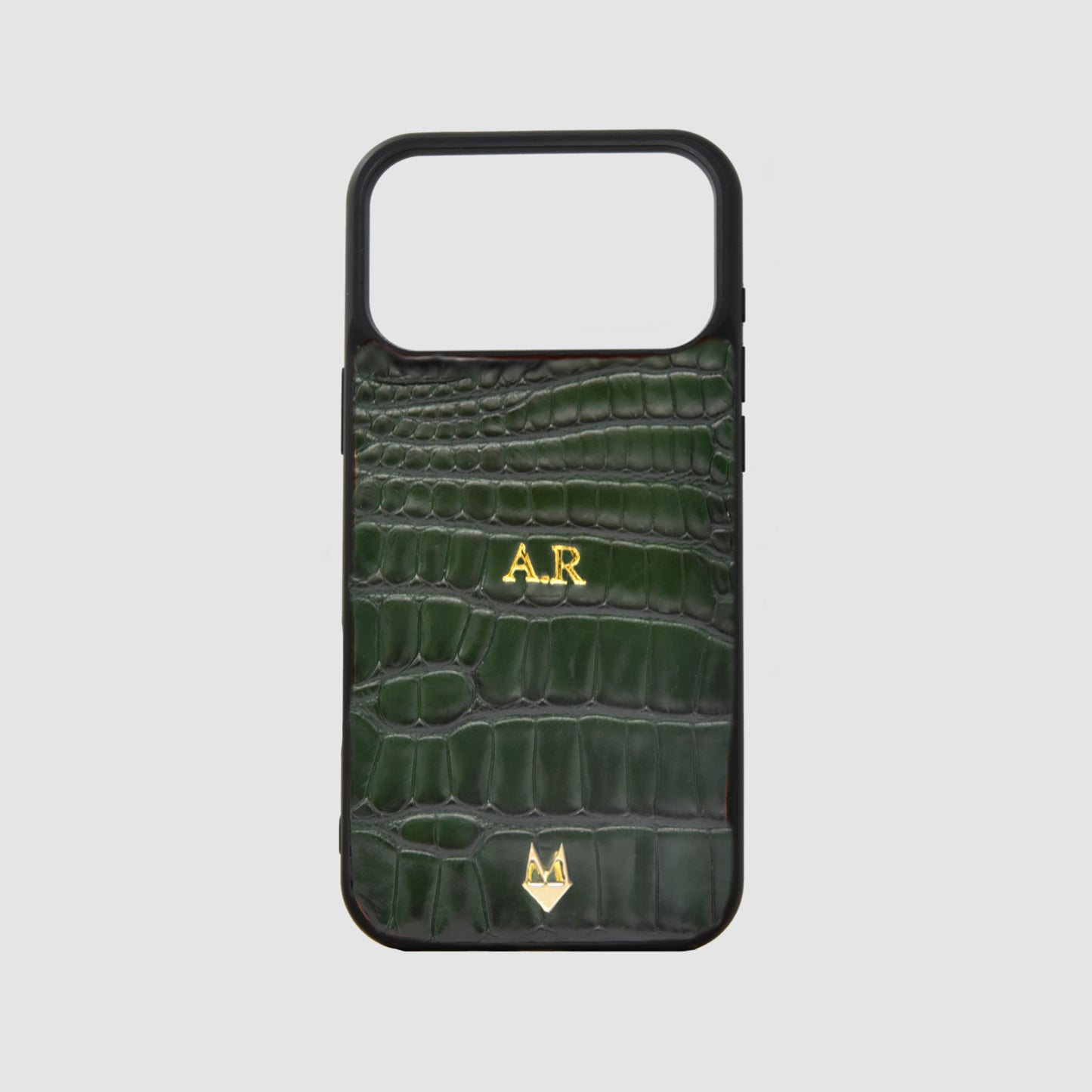 Cover in vera pelle di Coccodrillo iPhone MagSafe 17/16/15/14/13/12  Verde Bosco