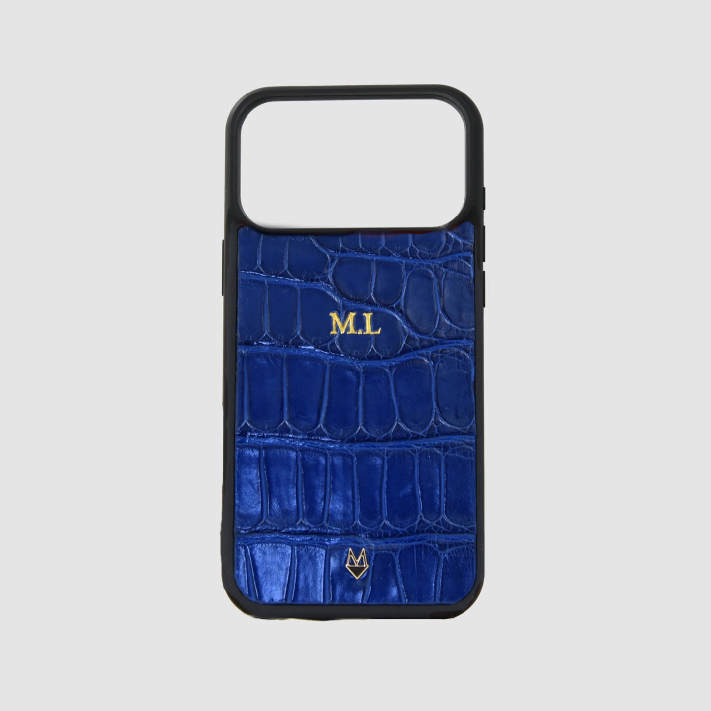 Cover in vera pelle di Coccodrillo iPhone MagSafe 17/16/15/14/13 Blu Zaffiro