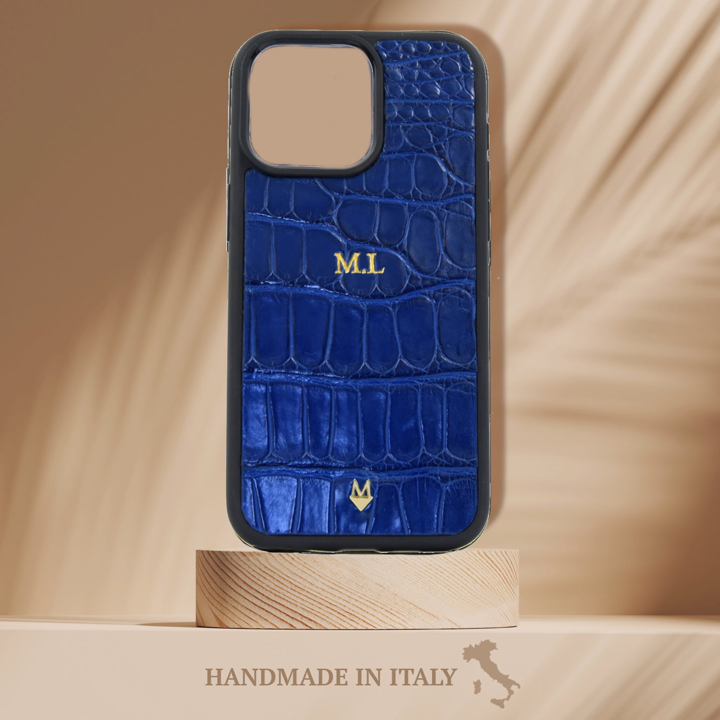 Cover in vera pelle di Coccodrillo iPhone MagSafe 17/16/15/14/13 Blu Zaffiro