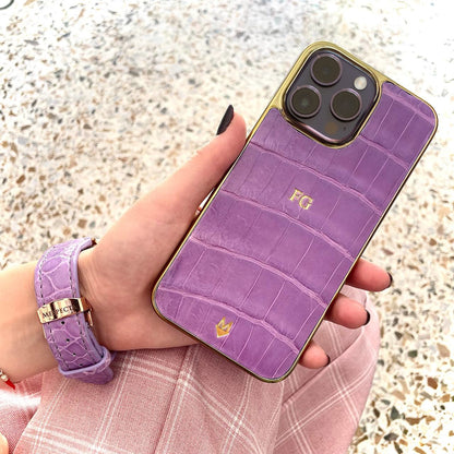 Apple Watch leather strap Customizable Ultra series, 8, 7, 6, 5, 4, SE in genuine lilac crocodile skin 