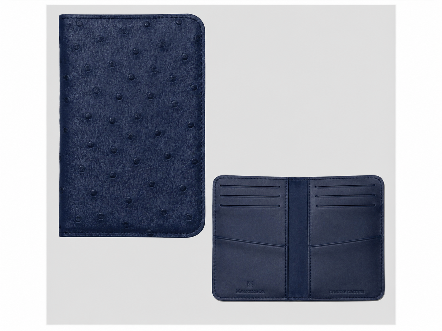 Porta carte Organizer tascabile in vera pelle di Struzzo Personalizzabile - 10 tasche - Verde Bosco