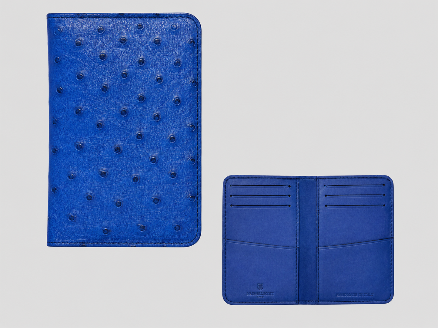 Porta carte Organizer tascabile in vera pelle di Struzzo Personalizzabile - 10 tasche - Verde Bosco