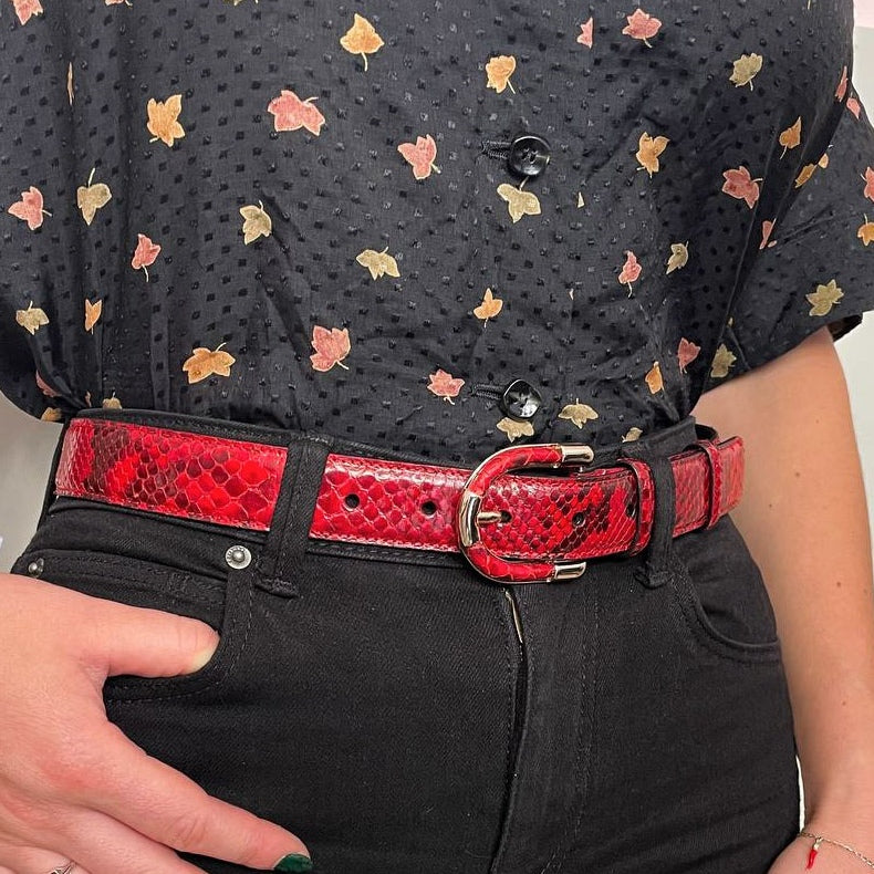Belt for woman in genuine Red Python skin
