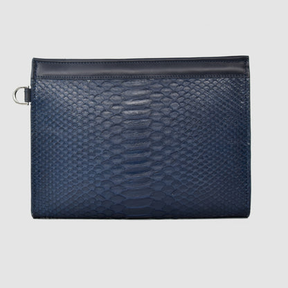 Pochette clutch borsello Uomo in vera pelle di Pitone - Personalizzabile con iniziali - Nero