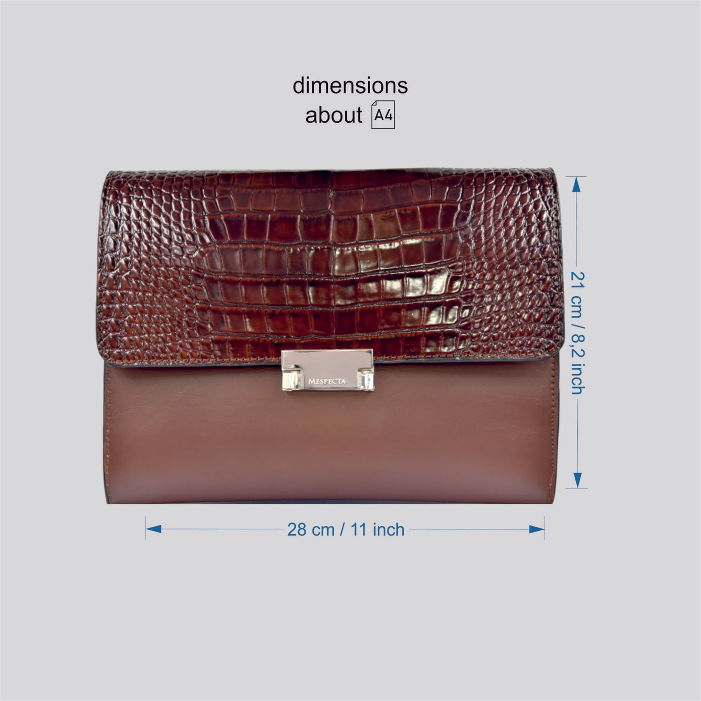 Pochette Clutch borsa in vera pelle di coccodrillo - Personalizzabile con iniziali - Marrone