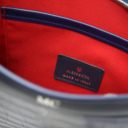 Pochette clutch borsello Uomo in vera pelle di Coccodrillo Personalizzabile con iniziali - Blu zaffiro