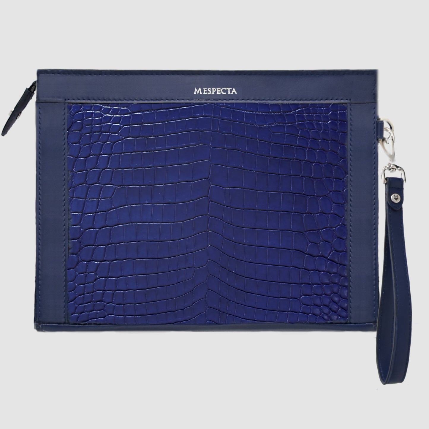 Pochette clutch bag Man in genuine Crocodile leather Customizable with initials - Sapphire blue 