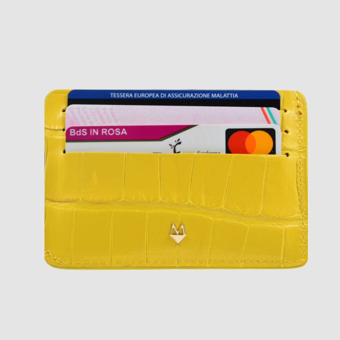 Porta carte 5 o 9 Tasche in vera pelle di Coccodrillo mod. "Brillante"