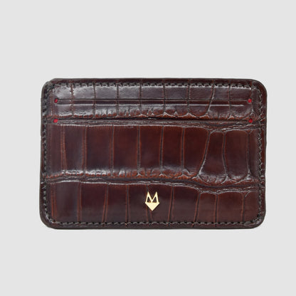Porta carte 5 o 9 Tasche in vera pelle di Coccodrillo mod. "Brillante"