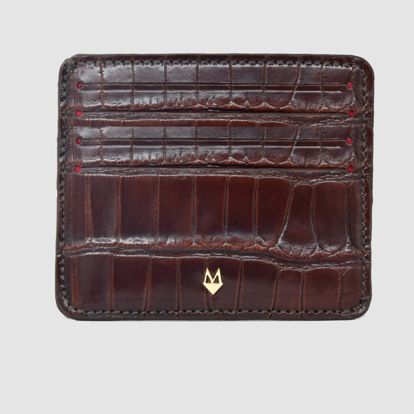 Porta carte 5 o 9 Tasche in vera pelle di Coccodrillo mod. "Brillante"