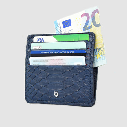 Porta carte 5 o 9 Tasche in vera pelle di pitone mod. "Brillante"
