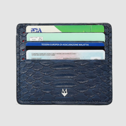 Porta carte 5 o 9 Tasche in vera pelle di pitone mod. "Brillante"