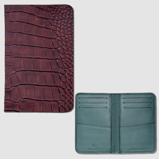Card Holder Pocket Organizer in genuine Alligator skin - Brown