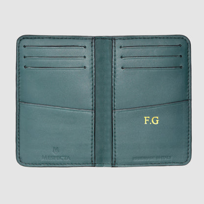 Porta carte Organizer  in vera pelle di coccodrillo Personalizzabile - 10 tasche - Verde Bosco