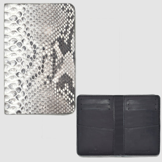 Pocket Organizer card holder in genuine python leather Customizable - White Black 