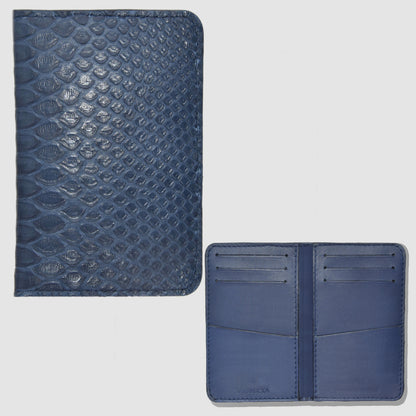 Porta carte Organizer tascabile in vera pelle di Pitone Personalizzabile - Blu Navy
