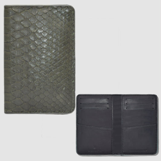 Card Holder Pocket Organizer in genuine Python skin - Army Green 