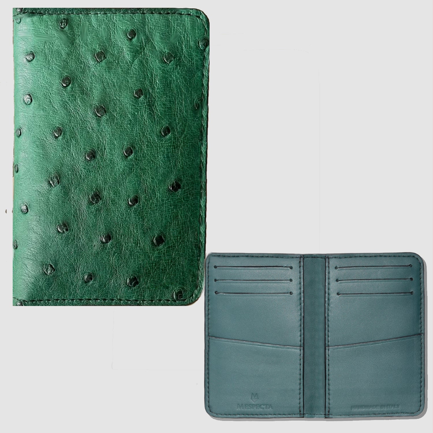 Porta carte Organizer tascabile in vera pelle di Struzzo - 10 tasche Porta carte Organizer tascabile in vera pelle di Struzzo - 10 tasche