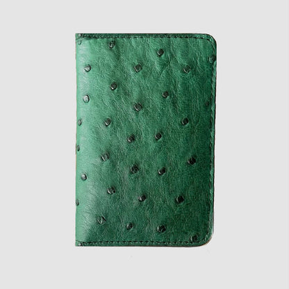 Porta carte Organizer tascabile in vera pelle di Struzzo Personalizzabile - Verde Bosco